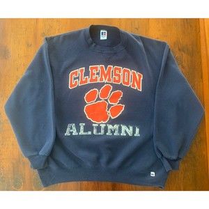 Vintage 90s Clemson University Alumni Crew Neck Sweatshirt Tigers Navy Blue 2XL